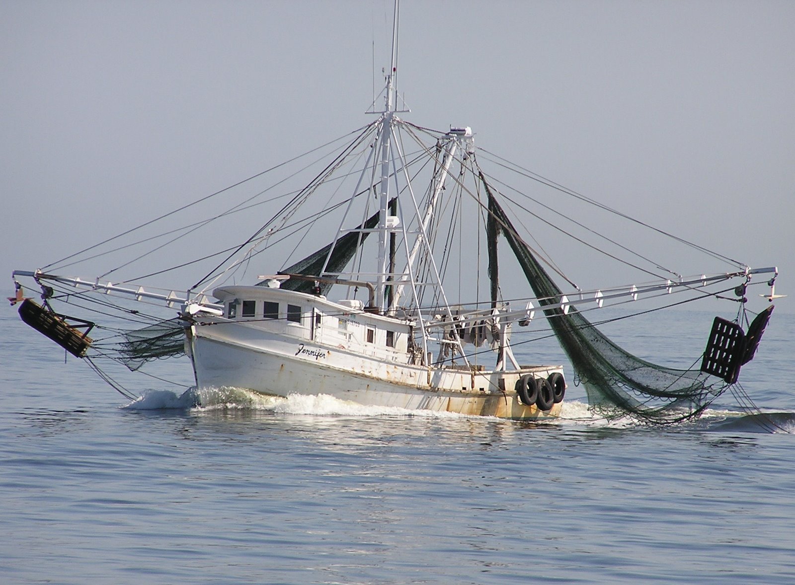 "Shrimp Boat at Sea in Black &amp; White" - A shrimp boat, The 