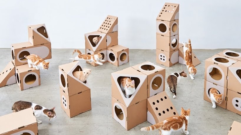 A Cat Thing ha creado una colección modular de muebles de cartón para gatos