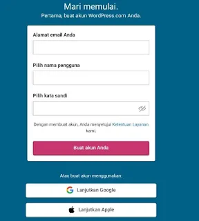 Signin atau signup ke wordpress