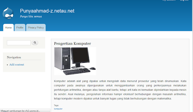 website drupal yang sudah di onlinekan ke internet