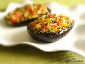 melanzane al forno con fregola sarda peperoni e feta