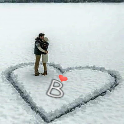 Complete Alphabet Couple Standing on Snow Letter Dpz for Facebook