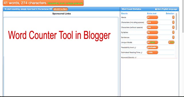 Word Counter Tool in Blogger