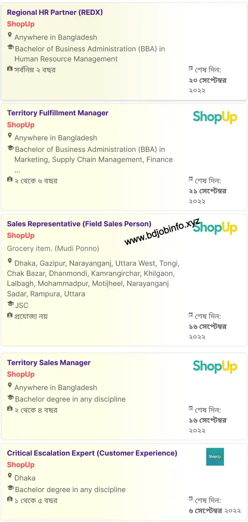 shopup sales officer job circular 2022