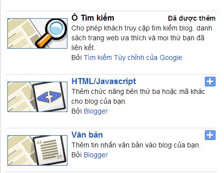 Thêm tiện ích HTML/Javascript