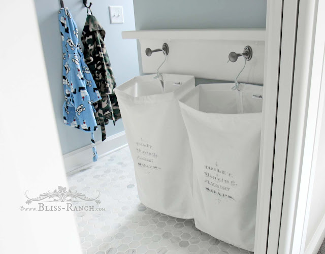 Jack & Jill Bathroom Hanging Laundry Hampers with Graphic, Bliss-Ranch.com