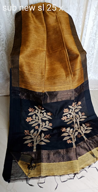 Linen Jamdani  Silk Saree 