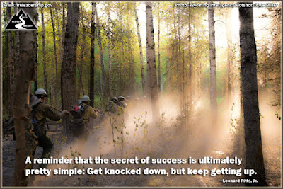 A reminder that the secret of success is ultimately pretty simple: Get knocked down, but keep getting up. –Leonard Pitts, Jr.