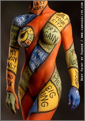 Design Letters, Numbers And Combination Of Colors In Painting Body Art