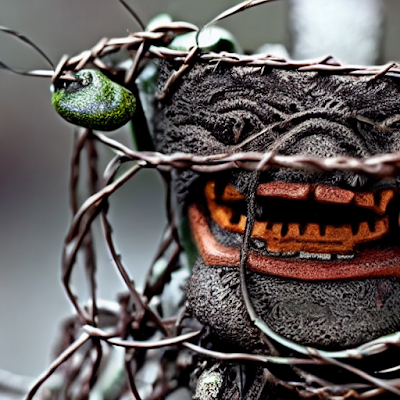 Troll in barbed wire