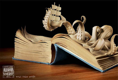 Octopus book sculpture