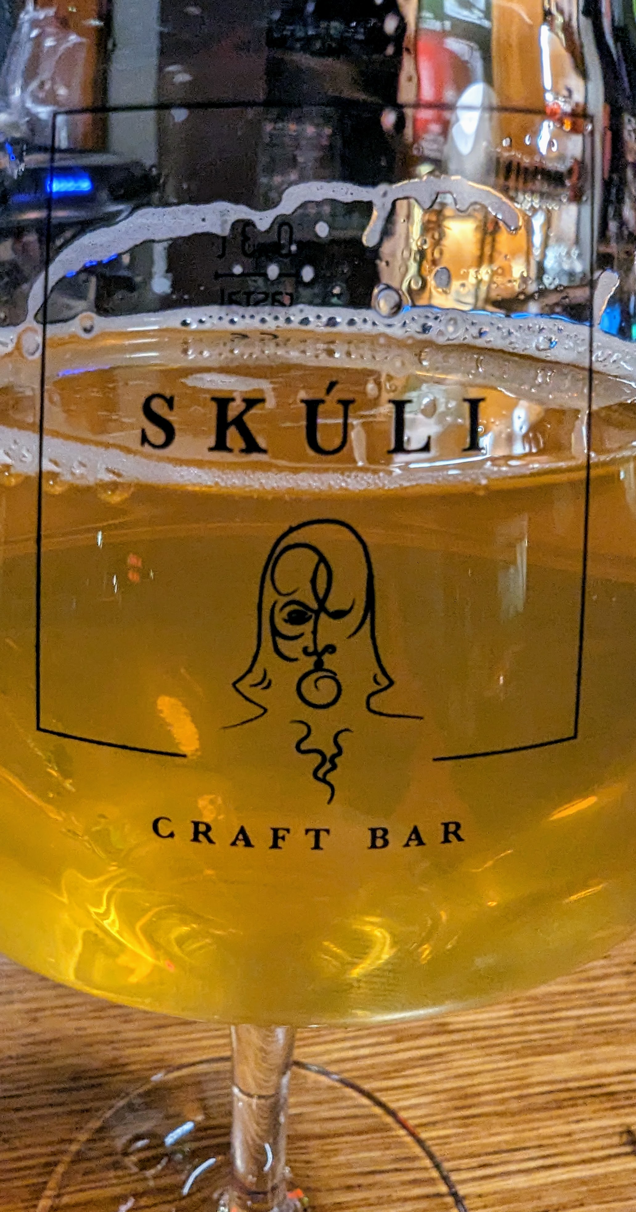 Beer glass from Skúli craft bar in Iceland