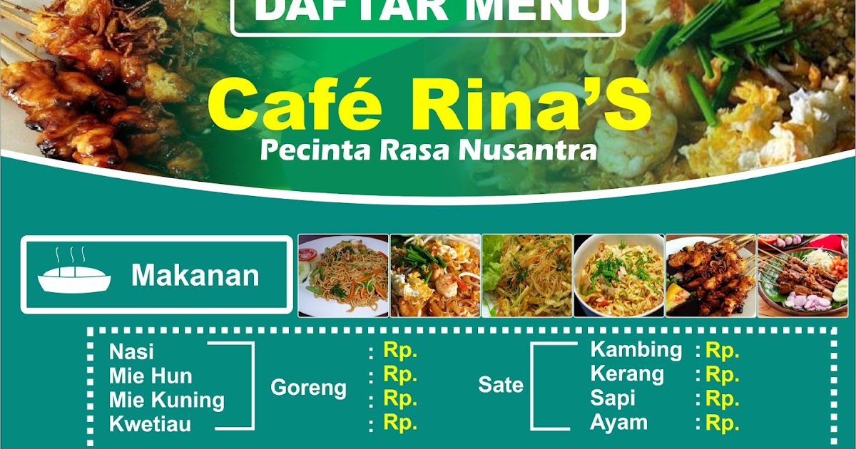 Download Desain Daftar Menu Cafe  CDR Free Goliketrik