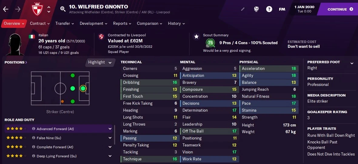 Wilfried Gnonto Football Manager 2021 FM2021