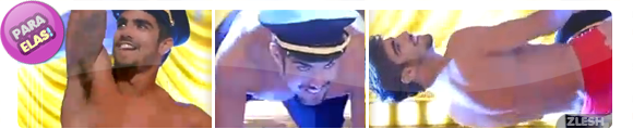 Caio Castro fica só de cueca no palco do caldeirão
