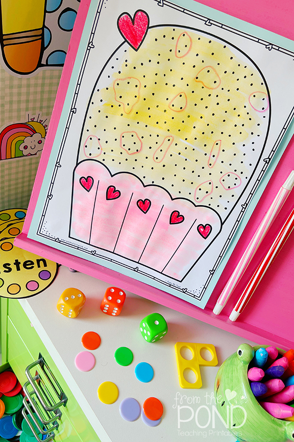 cupcake coloring page with counting activity