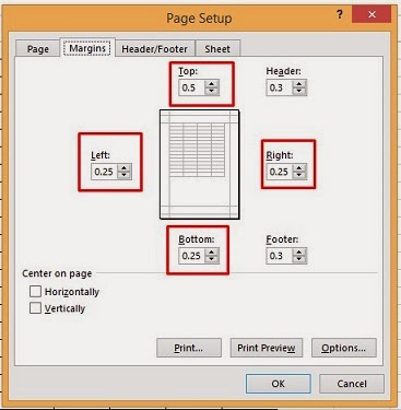 Mengatur Margin Untuk Print di Ms Excel