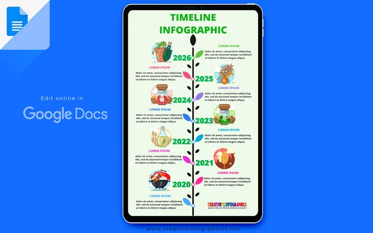 Timeline Infographic Template with Color leaves