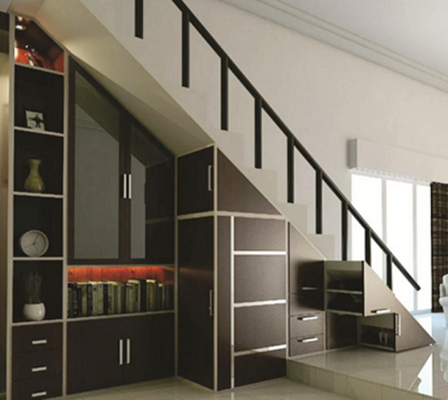 Decorative cabinets under modern staircase style