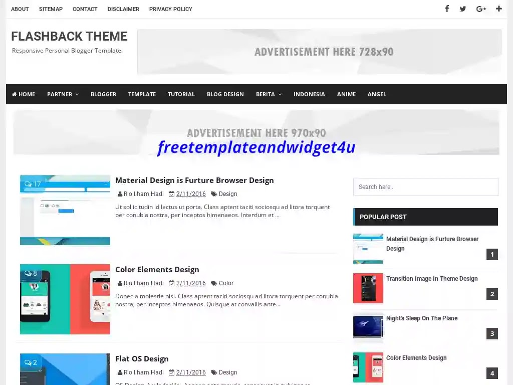 Flashback Blogger Template Free Download