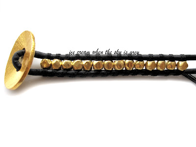 DIY Bracelet Tutorial: Vintage Gold Pearl Mix On Natural Black Leather (Chan Luu Women's Style Graduated 5 Wrap)