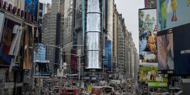 3D Waterfall & Whale Cool NYC’s Times Square Down For The Summer