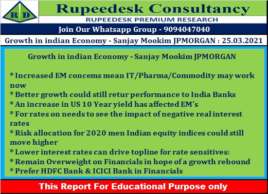 Growth in indian Economy - Sanjay Mookim JPMORGAN