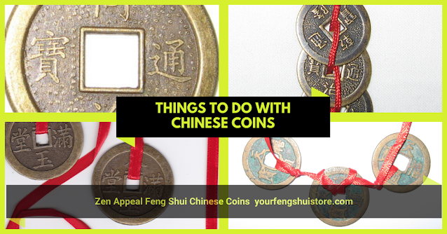 How to use Feng Shui Coins with holes from Zen Appeal, Chinese Coins,  Feng Shui Wealth Corner, Large Chinese Coins with Dragon and Phoenix, Chinese Coins with Square Hole