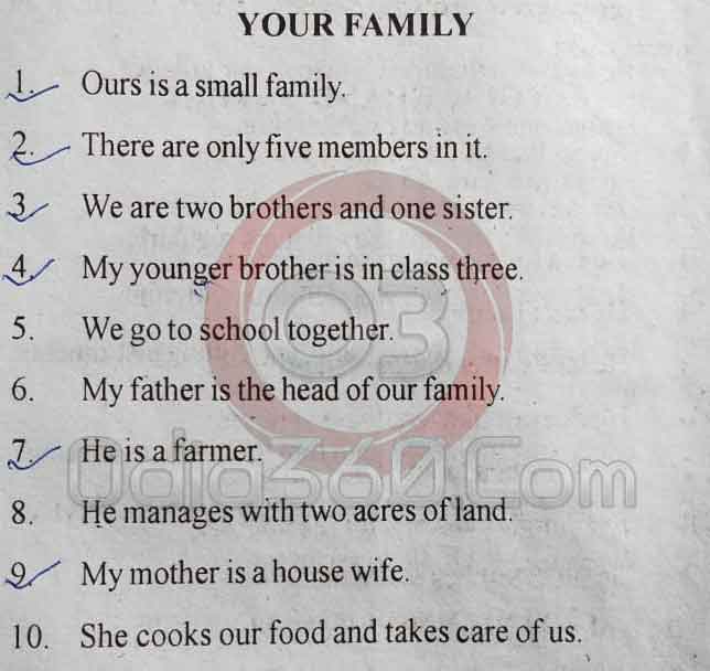 Your Family - 10 Lines Essay in English Language for Juniors