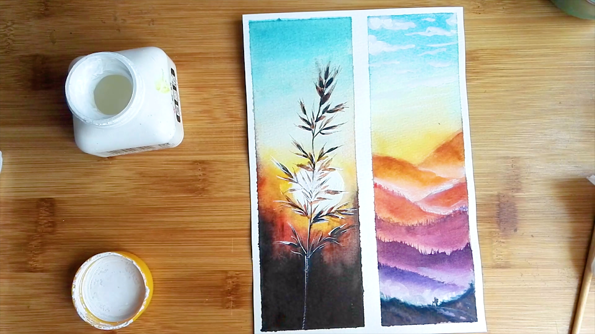 2Draw with black tea watercolor sunset landscape tutorial, come to see my online class