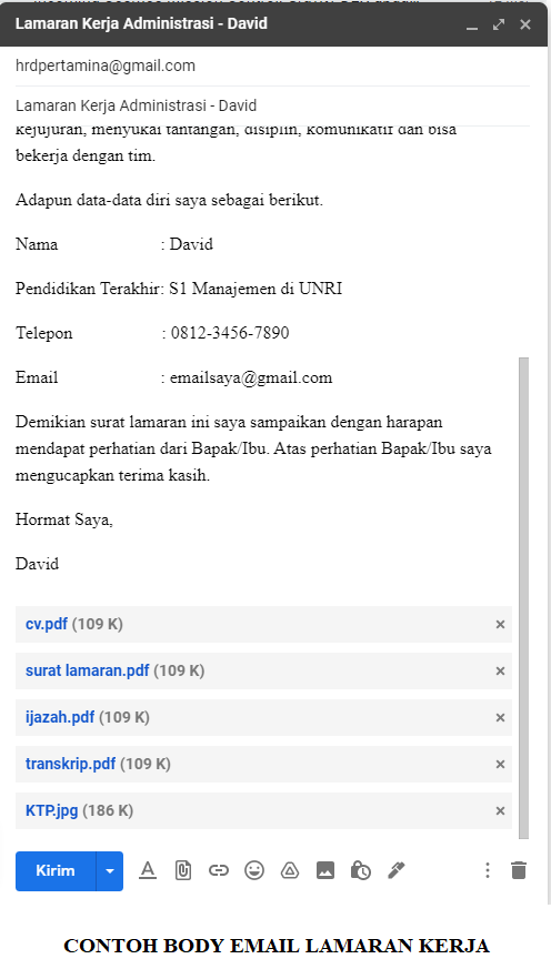 Contoh Body Email Lamaran Kerja Yang Disukai HRD 100%  Faktasantuy.com