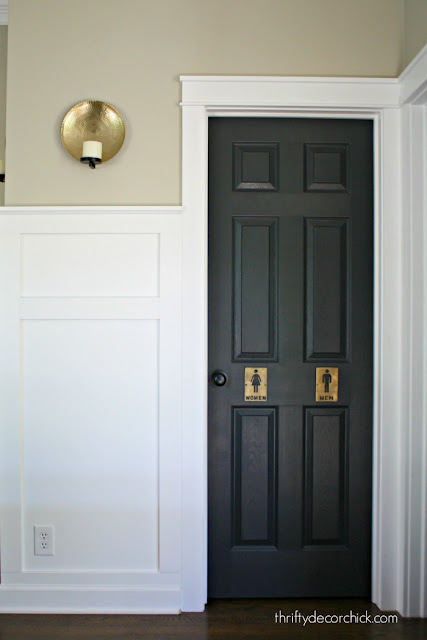 White walls and trim, black door