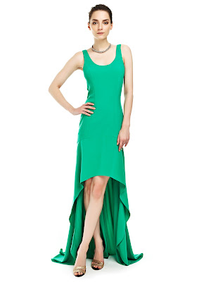 yeşil elbise, önü kısa arkası uzun elbise, uzun elbise, gece elbisesi, yazlık elbise, tek renk elbise