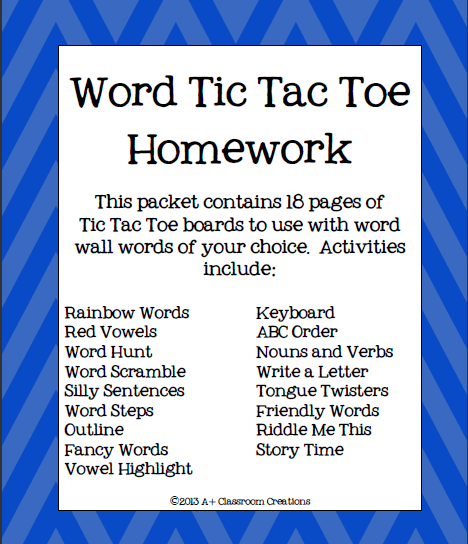 https://www.teacherspayteachers.com/Product/Word-Tic-Tac-Toe-Homework-714992