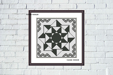 Black and white ornaments hand embroidery cross stitch - Tango Stitch