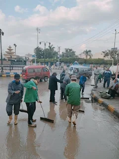 النمر يتابع التعامل الفوري مع مياه الأمطار بأشمون