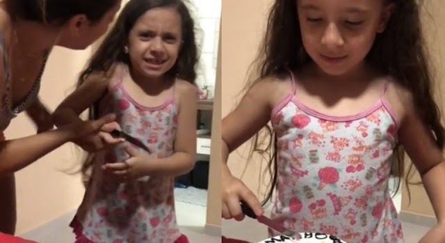 Menina de 8 anos faz barraco na hora de cortar bolo de aniversário e viraliza nas redes sociais