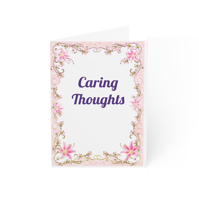 Caring Thoughts, Folded Greeting Cards (1, 10, 30, and 50pcs)