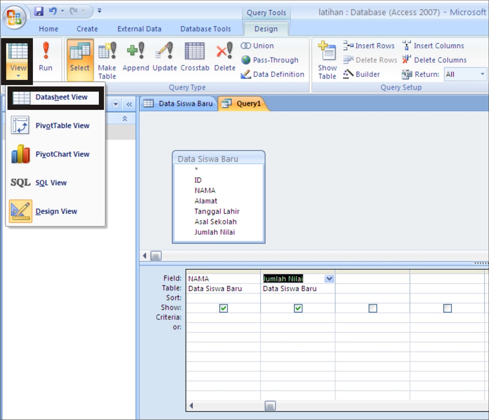 Cara membuat Query dalam Microsoft Access  Belajar 