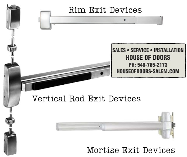 Commercial exit devices stocked, sold and installed by House of Doors - Roanoke, VA