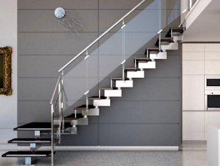 Gambar, Railing, Tangga, Stainless, Minimalis.