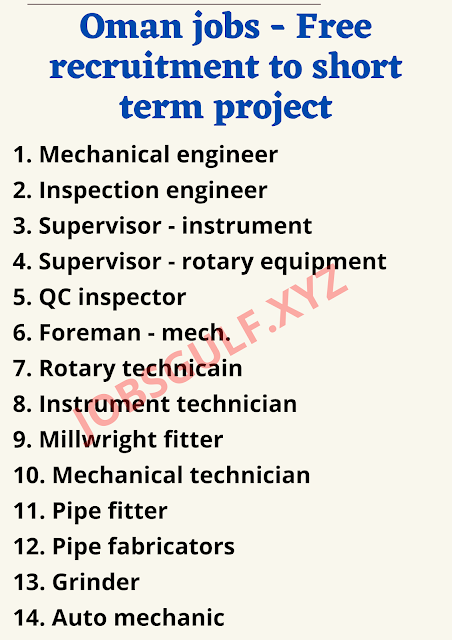 Oman jobs - Free recruitment to short term project