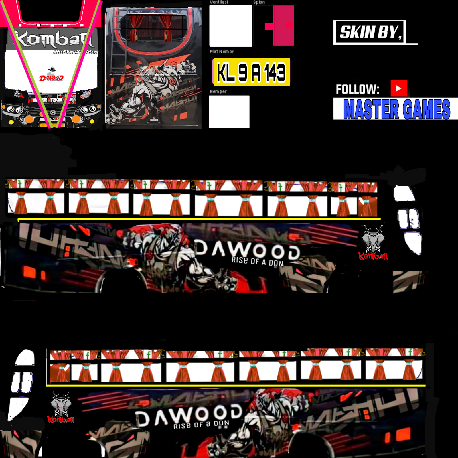Komban DAWOOD Skin for bus simulator Indonesia Free download