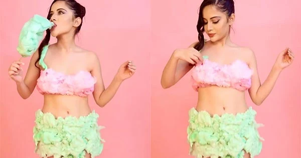 Urfi Javed cotton candy outfit