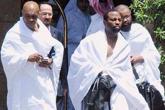 Tyson had to scurry toward the Prophet's Mosque for Dhuhr prayers as fans 