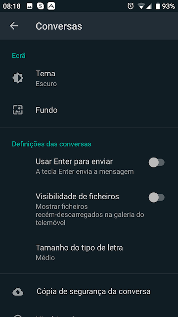 Dark Mode no WhatsApp