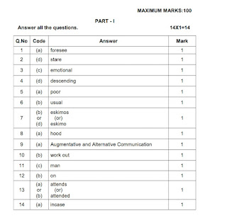 10th English Public Examination 2024 - Official Answer Key