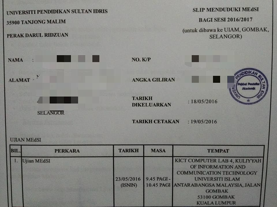 Mengejar Cita Seindah Memori: Temuduga Medsi dan UPSI 2016