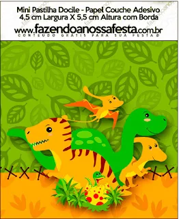 Dinosaurs Party Free Printable Candy Bar Labels.