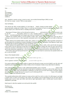 Sample Letter of Mandate to Operate Bank Account